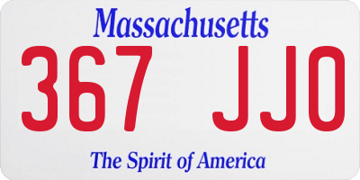 MA license plate 367JJ0