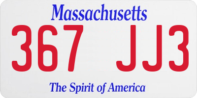 MA license plate 367JJ3