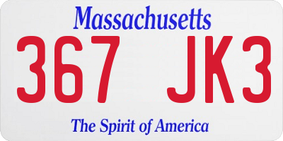 MA license plate 367JK3