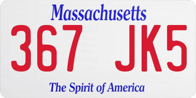 MA license plate 367JK5