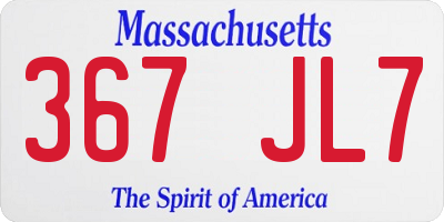 MA license plate 367JL7