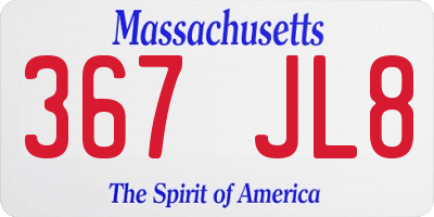 MA license plate 367JL8