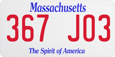 MA license plate 367JO3