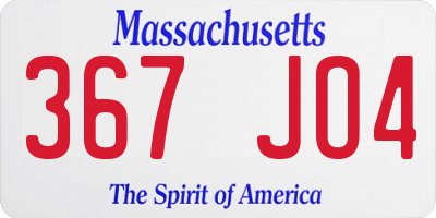 MA license plate 367JO4