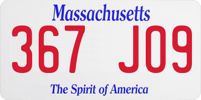 MA license plate 367JO9