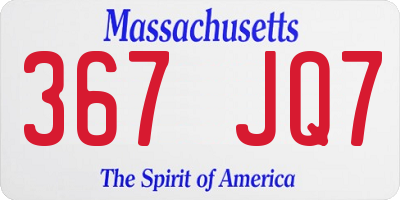 MA license plate 367JQ7