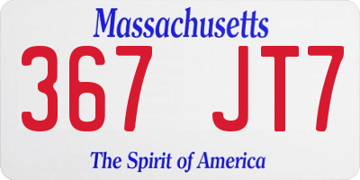 MA license plate 367JT7