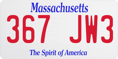 MA license plate 367JW3