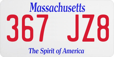 MA license plate 367JZ8