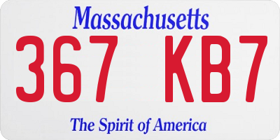 MA license plate 367KB7
