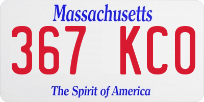 MA license plate 367KC0