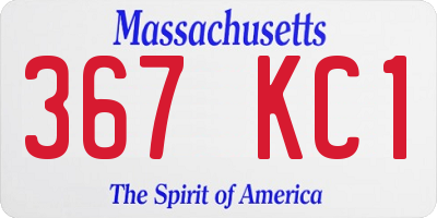 MA license plate 367KC1