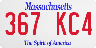 MA license plate 367KC4