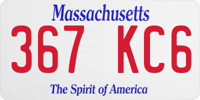 MA license plate 367KC6