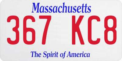 MA license plate 367KC8