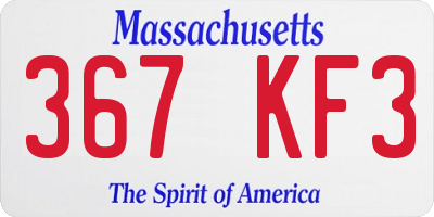 MA license plate 367KF3