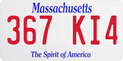 MA license plate 367KI4