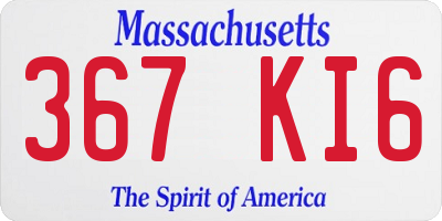 MA license plate 367KI6