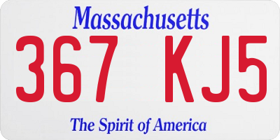 MA license plate 367KJ5