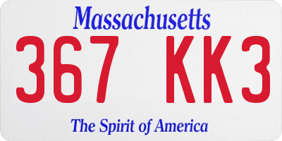 MA license plate 367KK3