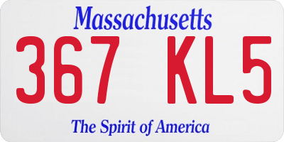 MA license plate 367KL5