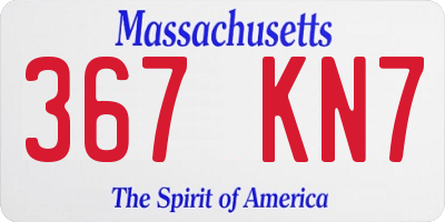 MA license plate 367KN7