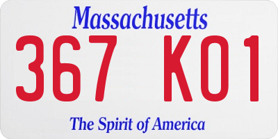 MA license plate 367KO1
