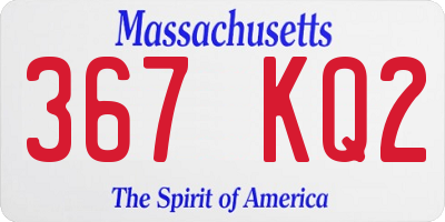 MA license plate 367KQ2