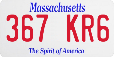 MA license plate 367KR6