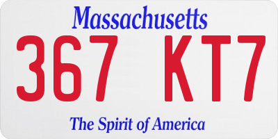 MA license plate 367KT7