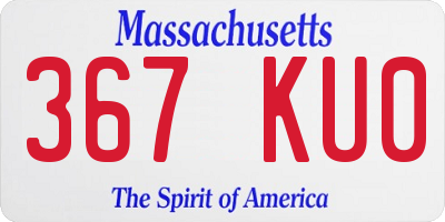 MA license plate 367KU0