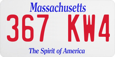 MA license plate 367KW4