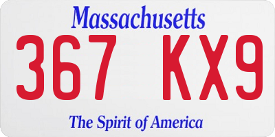 MA license plate 367KX9