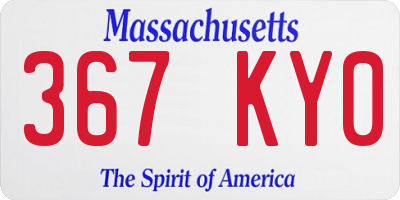 MA license plate 367KY0
