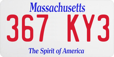 MA license plate 367KY3