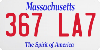 MA license plate 367LA7