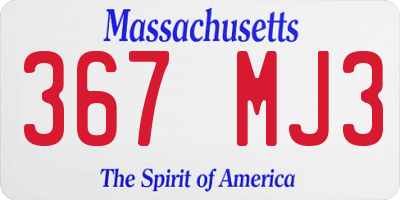 MA license plate 367MJ3