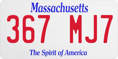 MA license plate 367MJ7