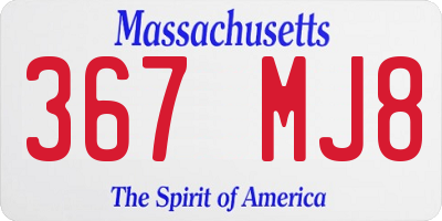 MA license plate 367MJ8