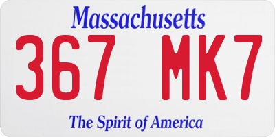 MA license plate 367MK7