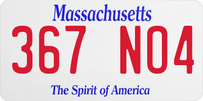 MA license plate 367NO4