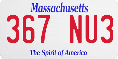MA license plate 367NU3