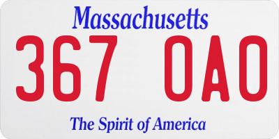MA license plate 367OA0
