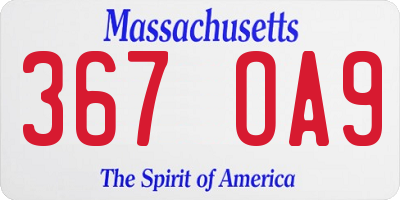 MA license plate 367OA9