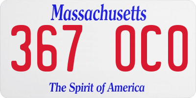 MA license plate 367OC0