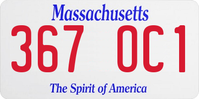 MA license plate 367OC1