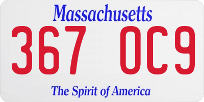 MA license plate 367OC9