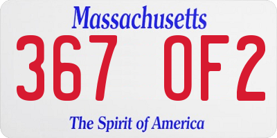 MA license plate 367OF2