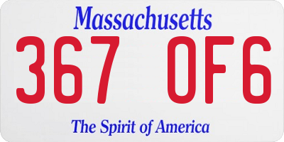 MA license plate 367OF6