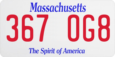 MA license plate 367OG8